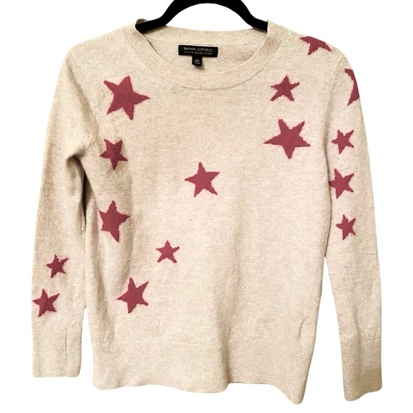 Banana Republic Sweaters - Banana Republic Women’s Sweater XS Merino Wool Oatmeal Stars Pullover